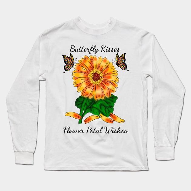 Butterfly Kisses Flower Petal Wishes Orange Long Sleeve T-Shirt by SpecialTs